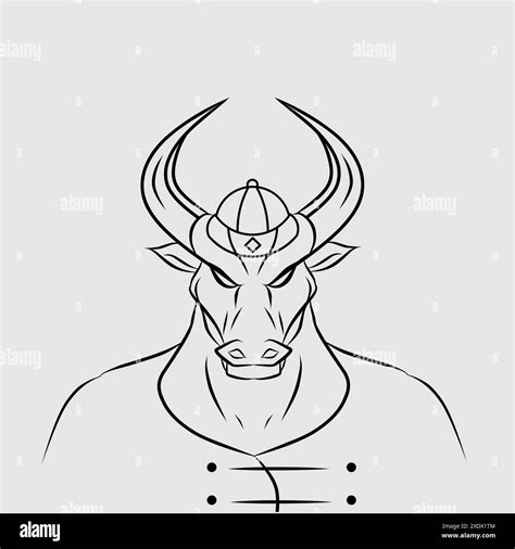 Wild ox buffalo cow bull chinese zodiac sign symbol logo mascot on ...