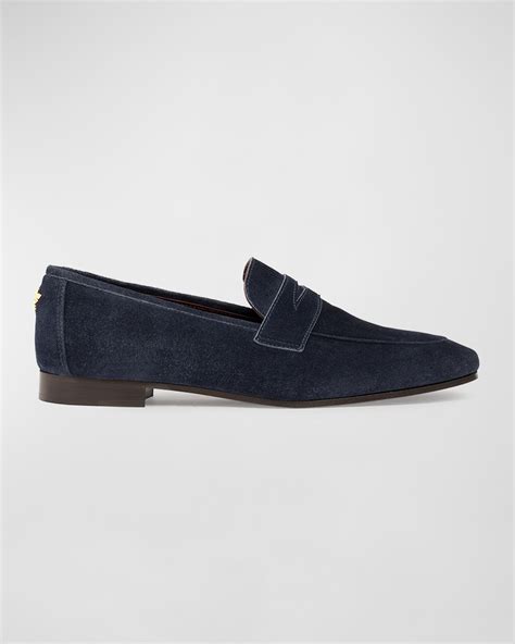 Bougeotte Meteorite Suede Shearling Penny Loafers | Neiman Marcus