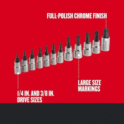 CRAFTSMAN 12-Piece 1/4-in 3/8-in Drive Set Tamper-proof Torx Bit Driver ...