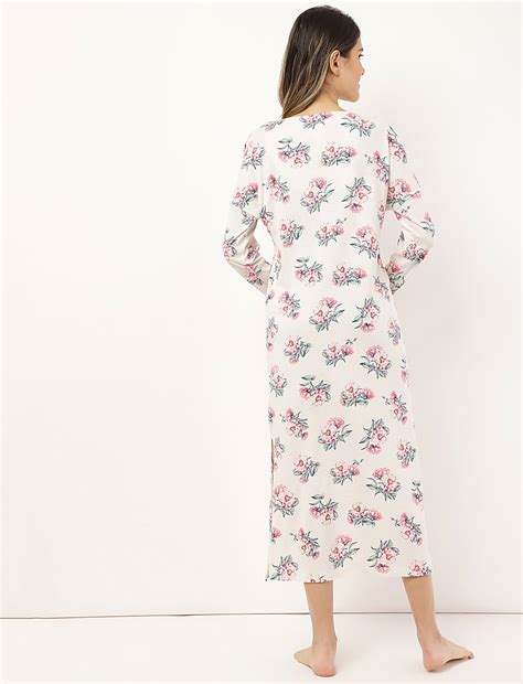 Buy Cotton Mix Floral V Neck Nightdress at Marks & Spencer