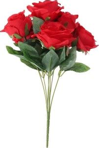 Dekorly Artificial Flowers Silk Flowers 7 Heads Rose Bouquet (PACK OF 1 ...