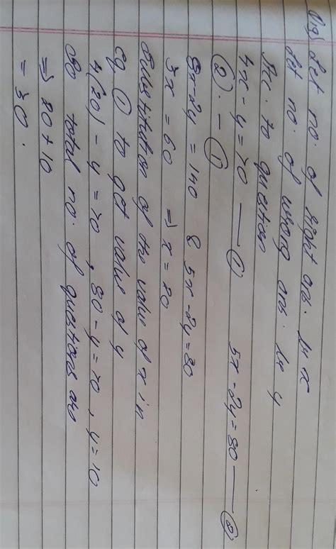 Raghav scored 70 marks in a test, getting 4 marks for each right answer ...