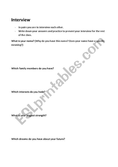 Interview Worksheet Elementary 的图像结果