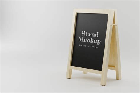 3D Rendering, Wooden Stand Mockup PSD File, Half Side View By Klakon ...