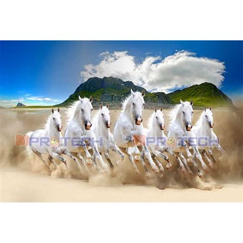 054 Seven Horses Painting On Canvas High Resolution RL