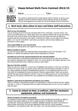 Fillable Online hayesschool fluencycms co Sixth form contract - Hayes ...