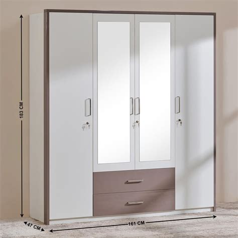 Buy Quadro 4-Door Wardrobe with Mirror - White from Home Centre at just ...