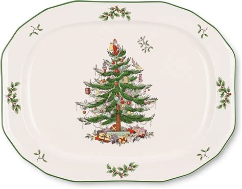 Amazon.com: Spode Christmas Tree Sculpted Octagonal Platter - 14-Inch ...
