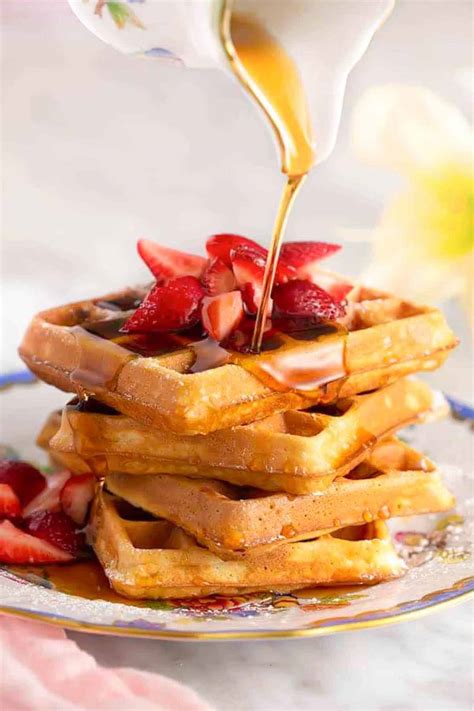 Stack Of Waffles With Syrup - how to make from scratch waffles