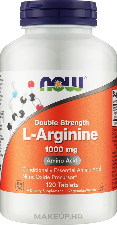 Now Foods L-Arginine Tablets - Aminokiselina "L-arginin", 1000 mg ...