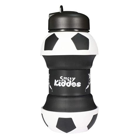Smily Kiddos Silicone Expandable & Foldable Football Water Bottle Black ...