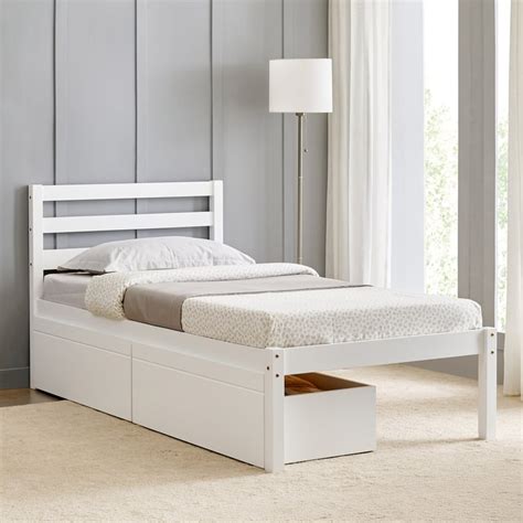 Buy Helios Taylor Sarsar Single Bed with Drawers - White from Helios by ...