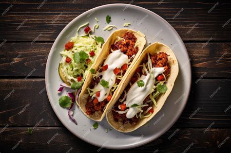 Premium Photo | Top view delicious taco on plate