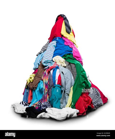 Big heap of colorful clothes isolated on white background Stock Photo ...