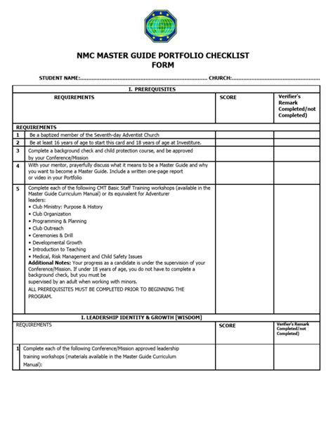 Image result for Master Guide Requirements Checklist