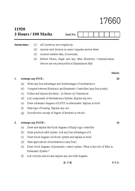 17660 - G scheme mechatronics paper - 17660 [1 of 4] P.T. 11920 3 Hours ...