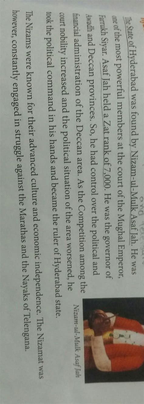 short note on Nizam ul Mulk Asaf Jah - Brainly.in