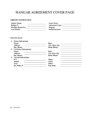 Fillable Online Airport Hangar Lease Application Fax Email Print ...