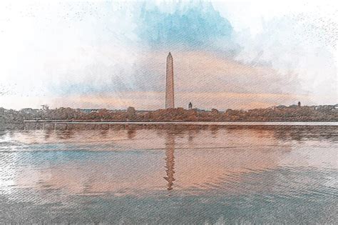 Washington color pencil landscape | Premium Photo