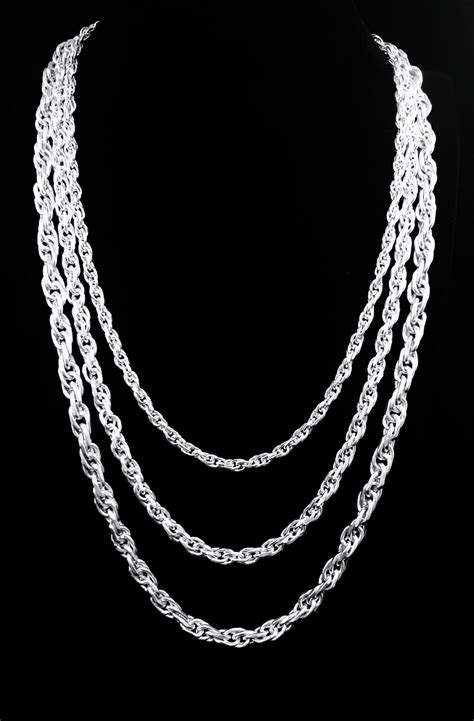 999 Silver Diamond Cut Rope Chain Necklace, Hypoallergenic, Never Rusts ...