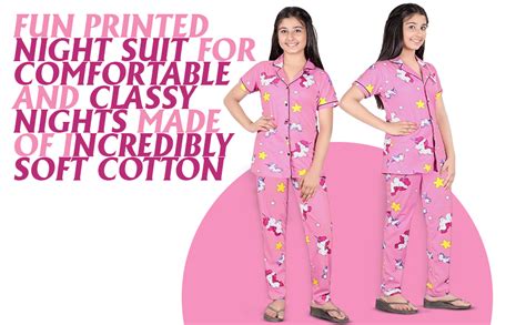 Buy Blackballe Cotton Trendy Printed Night Suit for Girls with Elegant ...