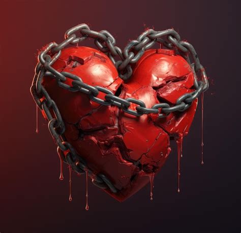 A broken heart in chains a broken heart a glued heart | Premium AI ...