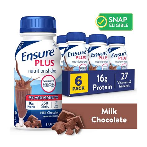 Ensure Plus High Calorie Protein Drink, Meal Replacement Nutrition Shake, Milk Chocolate, 8 fl ...