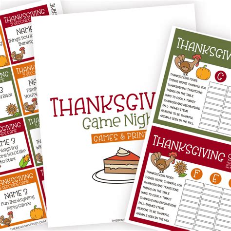 Free Printable Thanksgiving Party Games for Adults (or the Whole Family) - The Benson Street
