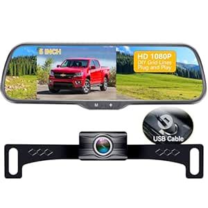 Reversing Camera for Car HD 1080P 5 Inch Mirror Monitor Support Two ...
