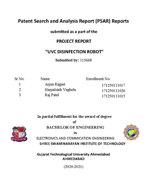 485018142 GTU PMMS Report - Patent Search and Analysis Report (PSAR ...