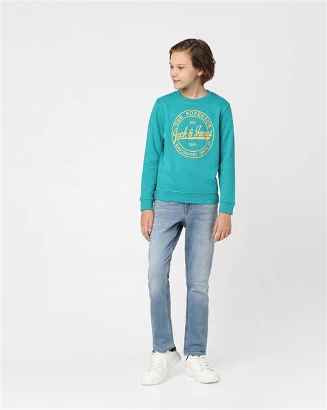 Buy Boys Blue Logo Print Sweatshirt Online in India at JACK&JONES ...