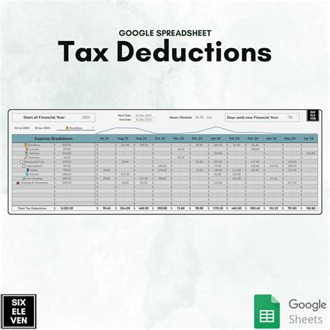 Tax Deduction Spreadsheet Excel, Tax Planner, Tax Organizer, Small ...