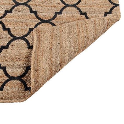 Rectangular Braided Natural Jute Rug With Printing | Floor Mat For ...