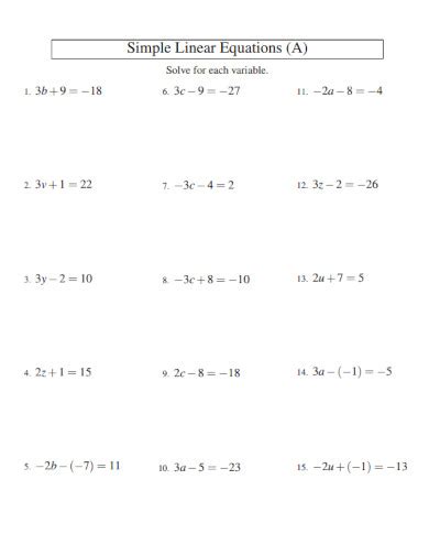Solving Simple Linear Equations 的图像结果