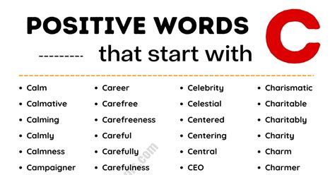 638 "Cool" Positive Words that Start with C (with Examples) - ESL Forums