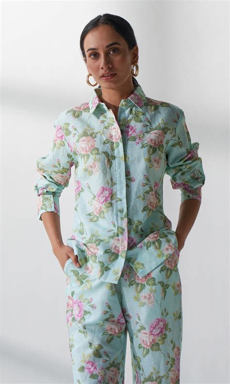 Layla - Blue Floral Shirt with Pants - Set of 2 – Ridhiiee Suuri