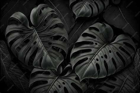 Premium Photo | Black monstera leaves background wallpaper