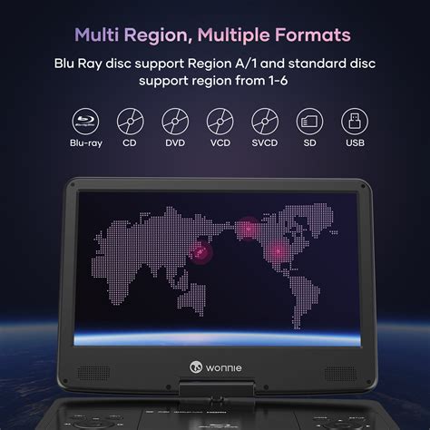 Buy WONNIE 16.9inch Blu Ray DVD Player, Portable DVD Player with 14.1 ...