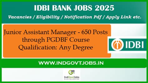 IDBI Bank JAM Recruitment 2025, Apply Online for 650 Posts, Salary ...
