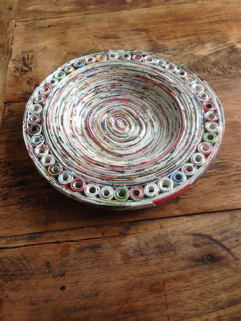 Plate made out of recycled rolled news paper | Rolled up recycled ...