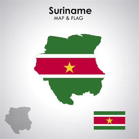 Surinaamse vlag en kaart ontwerp kaart vlag vector bestand | Premium Vector
