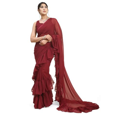 Buy Jaanvi fashion Women's Ruffle Georgette Saree (saree-ruffle ...