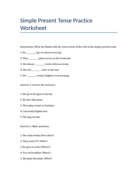 Image result for Free Printable Worksheet Simple Present