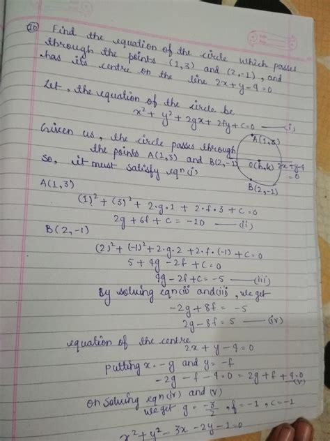 Find the equation of the circle which passes through the points (1,3 ...