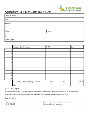 Fillable Online Agricultural Soil Test Submission Form Fax Email Print ...