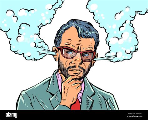 Thinking and solving business problems. The man has steam coming out of his ears. Help from a ...