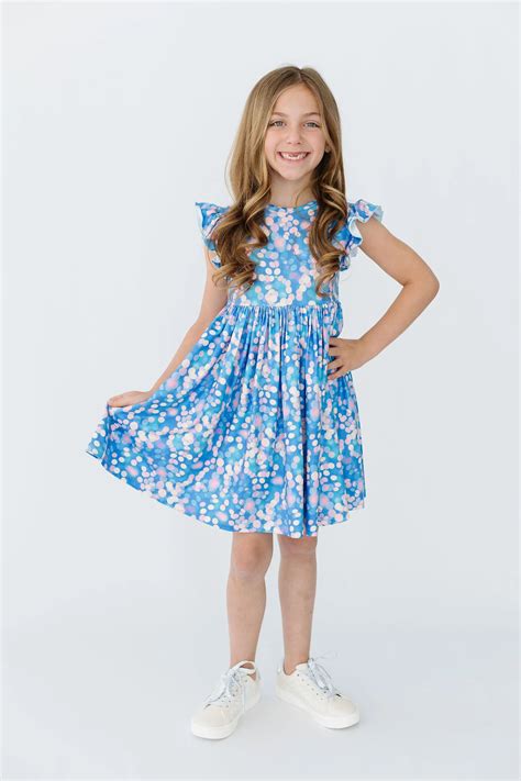 Mila & Rose Shimmer & Shine Flutter Sleeve Twirl Dress – Vagabond Apparel Boutique