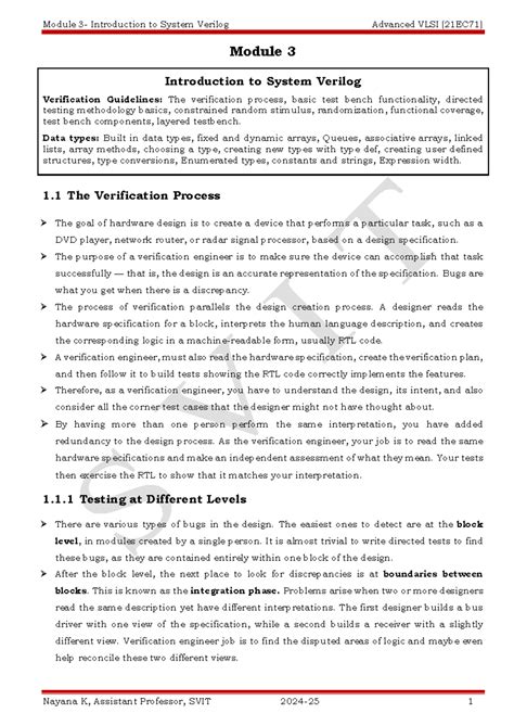 Module 3: Introduction to System Verilog Verification Guidelines ...