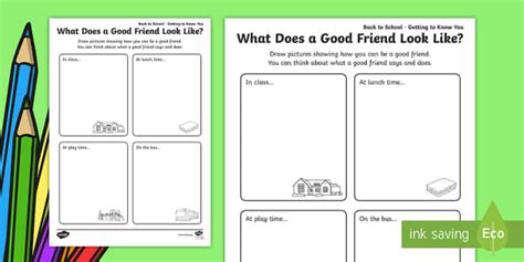 Back to School - What Does a Good Friend Look Like? Worksheet