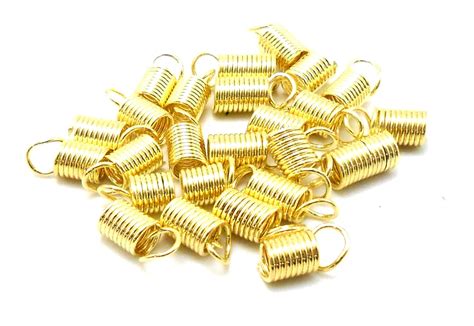 Jaz's Light Golden Finish Spring Coil Terminators Crimp Cord Ends ...